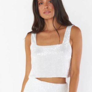 Show Me Your Mumu White Sequin Crop Top